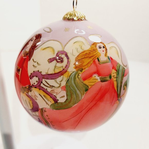 Pier 1 Li Bien " Painted Angels" Reverse Painted Glass Christmas Ornament 2005 - Picture 1 of 8